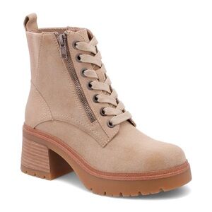 Idalia Lug-Sole Lace-Up Combat Booties Sand Size 10